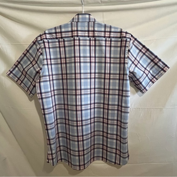 Toscano NWT Short Sleeve Button Up Shirt Blue/Red Striped Size Medium - Picture 2 of 9